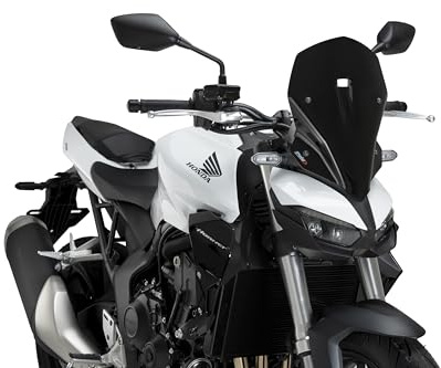 Puig 22382N New Generation Touring; naked aerodynamic windscreen; made of high-impact PMMA; rounded edge and TÜV approval; better wind protection, Black