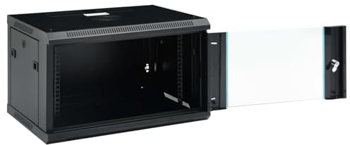 Gecheer 6U Network Cabinet for Routers & Modems, Sturdy Steel, Lockable, Wall/Desk Mountable - Black Model30165