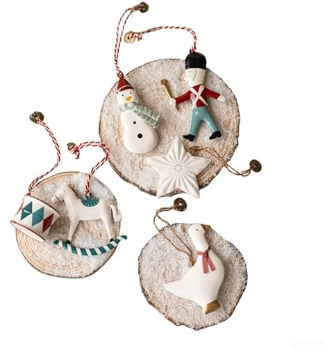 Zilimontt Feiertagsdekoration, Eisen-Anhänger-Set für Weihnachtsbäume, Tische und dekorative Arrangements, um das festliche Ambiente zu verbessern (Kombination zwei)