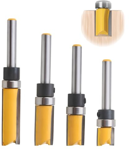 4PCS Router Bits, 1/4 Shank 4 Piece Set Straight Router Bit Set, Straight Router Bits 1/4 Shank, 13mm 20mm 25mm 38mm Cutting Length Woodworking Router Bit Kit for Trimming and Template Work