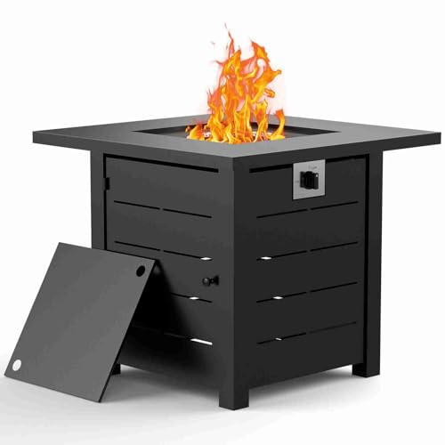 Table brasero extérieure de 71 cm (28 Pouces) avec Couvercle, 50 000 BTU, idéale pour terrasse, Jardin et fêtes (Noir).