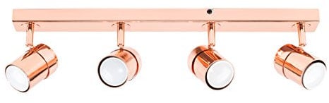 MiniSun | Modern 4 Way Polished Copper Effect Straight Bar Ceiling Spotlight | Home Décor, Bedside & Desk Lamp