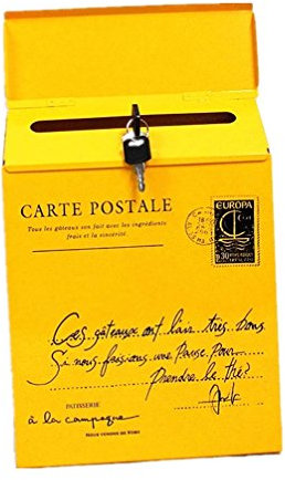 TentHome Briefkasten Postkasten Antik-Look Briefkastenanlage Mailbox Wandbriefkasten Zeitungsfach Farbiger Letterbox Zeitungskasten mit Klappe Gelb 2