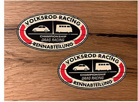MG351 / 2X Racing Aufkleber je 9 x 5,5 cm Racing V8 USA Sticker Oldtimer Oldschool Vintage Retro Rat Rost Hot Rod