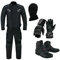 Full Set of Waterproof Motorbike 2 Piece Suit Motorcycle Protective Clothing in Cordura Fabric CE Approved Armours - Jacket + Trouser + Boots + Gloves + Balaclava (Black, XL - 42 Chest / 36 Waist)
