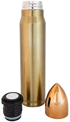 Army Combat Military Bullet Thermos Vacuum Hot Cold Flask Cartridge 1000ml or 500ml Stainless Steel (1 Litre)