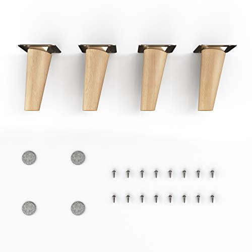Sossai Möbelfüße aus Massivholz Buche mit Öl-Finish, Clif Round HMF2, 10 cm hoch, rund, schräge Ausführung, für Regale, Kommoden, Schränke
