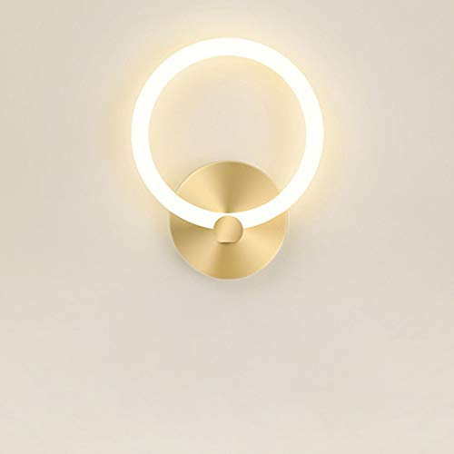 LED Wandleuchte Golden Treppen Korridor Lampe, Wandlampe Kreativ Modern Flurlampe, Runde Ring Wandspots Schlafzimmer Warmes Licht 10W, Wandbeleuchtung für Kinderzimmer Wohnzimmer Badezimmer, L19cm
