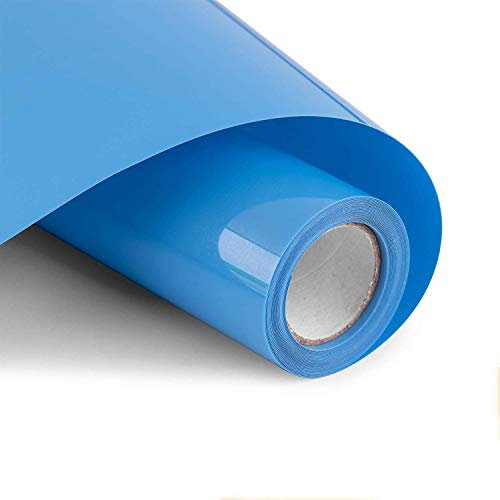wintfarm Sky Blue Transfer Vinyl,Htv Vinyl,Heat Transfer Vinyl Roll 12 x10ft,Vinyl Roll for Cricut,Heat Press Vinyl for DIY Craft Designs,HTV Iron on Vinyl for DIY T-Shirts Garments Bags
