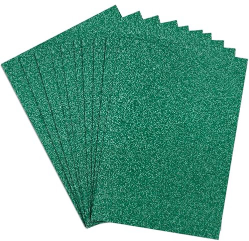 Springboard A4 Glitter Card Sheets - 230gsm Non-Shed Cardstock for Card Making - Compatible With Die-Cutting Machines - Sparkly Craft Supplies - 10-Pack - Green