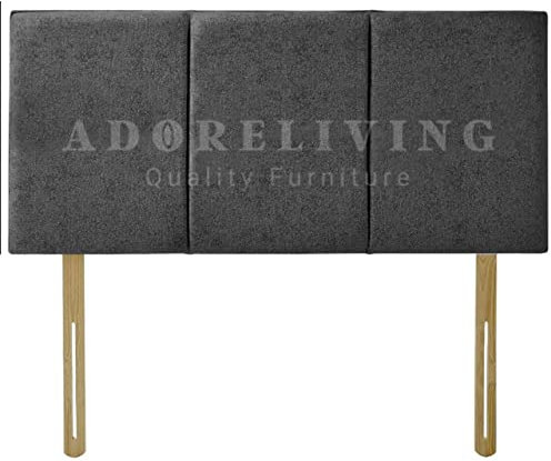 Alton Padded Paneled Divan Bed Headboard | Chenille Fabric Headboards for 3ft single bed Frame | Elegant design with wooden material headboards for beds (Charcoal,3ft Single Height-20inch)