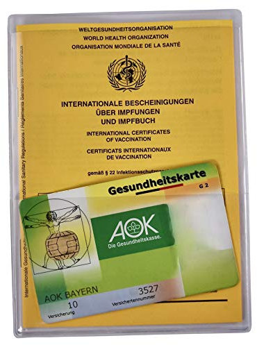 orgaexpert 2er Set Schutzhülle für Internationalen Impfpass mit Kartenfach - dokumentenecht - Impfausweis Impfbuch Hülle Etui