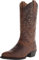 GDAFF Stivali da Cowboy Uomo Autunno Inverno Vintage Ricamo Metà Polpaccio All'aperto a Punta Pelle PU Brown EU 45