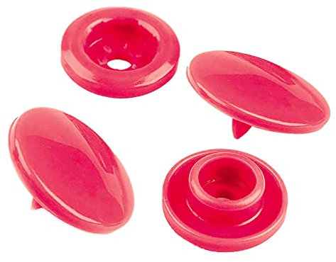 50 Druckknöpfe rund Snaps Druckknopf Snap Button Knöpfe Farb- Größenwahl, Größe:12mm, Farbe:erdbeerrot