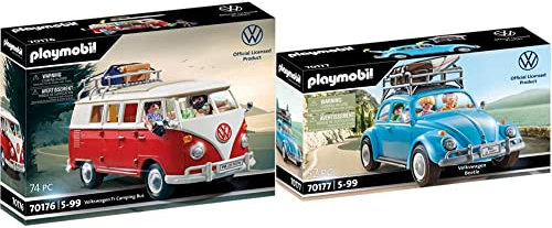 PLAYMOBIL 70176 Volkswagen T1 Camping Bus, ab 5 Jahren & 70177 Volkswagen Käfer, ab 5 Jahren