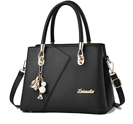 FANDARE Damen-Henkeltaschen Mehrfachtasche Handtasche PU-Leder Umhängetaschen Schultertaschen Wasserdicht Messenger-Tasche für Reisen Einkaufen Arbeiten Schwarz