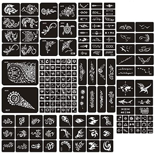 Borsgye 10 Blatt Temporäre Tattoo Schablonen Wiederverwendbare Glitter Tattoo Aufkleber Temporäre Tätowierung Airbrush Tattoo Schablonen Arm Zurück Körper Bemalung - TSD007