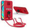 JMstore Funda Silicona Cuerda Compatible con Xiaomi Redmi Note 9S/Note 9 Pro/9 Pro MAX,Protección de la cámara Funda, Anillo Soporte magnético de Hierro+Ranura para Tarjeta-Rojo