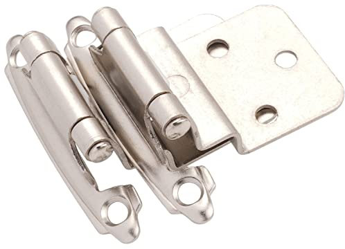 DecoBasics 3/8 Inset Cabinet Hinges Brushed Nickel (1 Pair -2 Pcs) Offset Self Closing Cabinet Hinges for Kitchen Cabinets Satin Nickel w/Silicon Bumpers & Upgraded Screws