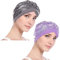 YOFASEN Damen Pailletten Turban-Hüte - Atmungsaktiver Beanie Kopfbedeckung Chemotherapie Hijab Bandanas Haarverlust Hut Kopftuch, Silber+Violett/2pcs