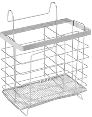 Anneome Stainless Steel Hanging Utensil Drying Rack Rectangular Chopstick Drainer Basket for Flatware Storage Kitchen Utensil Holder Cutlery Drainer with Hooks