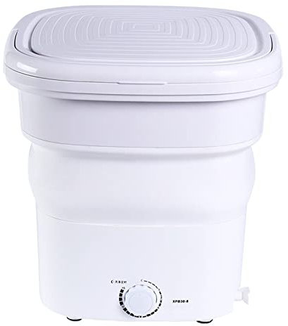 Mini Collapsible Washing Machine, Portable Top Load Washing Machine With Drain Basket (Color : Wit)