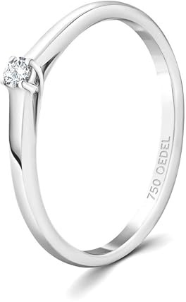 EDELIND Diamant Verlobungsring Damen Gold 750 - Diamantring 0.05 Ct aus Weißgold - Ringgröße 58 (18.5) - mit Schmuck Geschenkbox - Symbol der Liebe