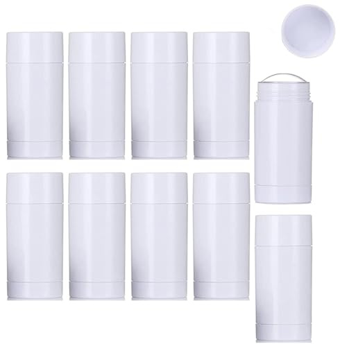 Minsily 10 Stück 75 ml Deo Behälter Leer Runder Leerer Deo-Behälter zum Aufdrehen des Bodenfüllstabs, Kunststoff-Lippenbalsam-Röhrchen,Nachfüllbare Flaschen, DIY-Deodorant, Lippenstift, Chapstick