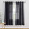 PONY DANCE Black Voile Curtains with Eyelet Top - 72 Inch Drop Living Room Window Net Curtains Faux Linen Semi Transparent Window Treatment Sheer Panels with Silver Rings, Set of 2, 52 Inch Width