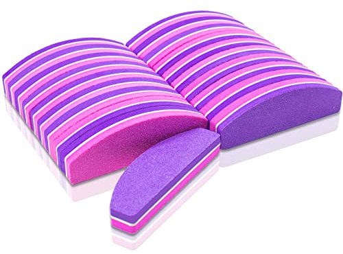 20 PCS Nail Buffer Blocks for Natural Gel Acrylic Nails, 100/180 Nail Buffer Files, Double-Sided Nail Sanding Blocks,Nail Buffing Block Manicure Tools Salon Home Use(Pink&Purple)