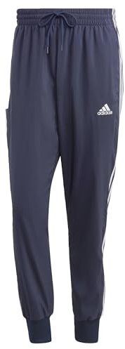 adidas Herren AEROREADY Essentials Tapered Cuff Woven 3-Stripes Pants, Legend Ink/White, M