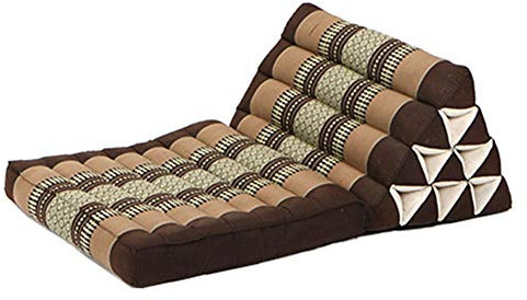 Thai-Kissen, faltbar, Meditationskissen, Kapok-Kissen, Bett-Rückenlehnenkissen mit Matte für sauren Reflux, reduziert Rückenschmerzen, verbessert die Durchblutung (Farbe: Braun, Größe: 50 x 43 x 35