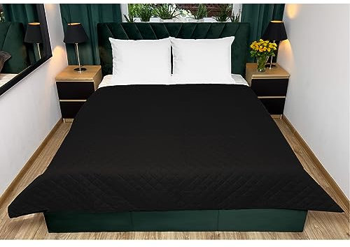 SILUK Tagesdecke Bettüberwurf mit Ultraschall genäht, Steppdecke mit Wolkenmuster, Bettdecke Stepp Decke Doppelbett Weich und bequem (Schwarz, 140X210)