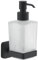 GEDY | Dosasapone Tonga, Dispenser Sapone in Acciaio Inox, Cromall e Vetro Satinato, Fissabile con Viti Incluse o Biadesivo, Nero Matt, 6,3x11,7x17,3, Capacità 220ml