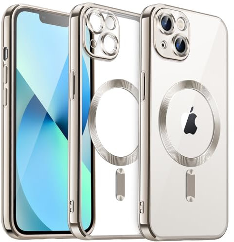 JETech Weiche Klar Hülle für iPhone 13 6,1 Zoll, Kameraschutz Vollständiger, Kompatibel mit MagSafe Kabellosem Laden, Stoßfest Elektroplattiert TPU Handyhülle (Polarstern)