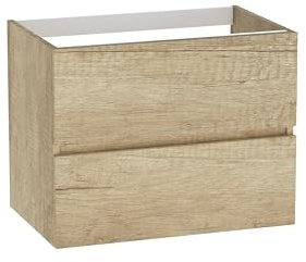 Baikal Modular Mueble de Baño de 2 Cajones, Suspendido en Pared, Módulo de Baño, en Melamina 16mm. Mueble MONTADO. Combinable con Cualquier Top. Mueble 2 Cajones 70 cm Nature
