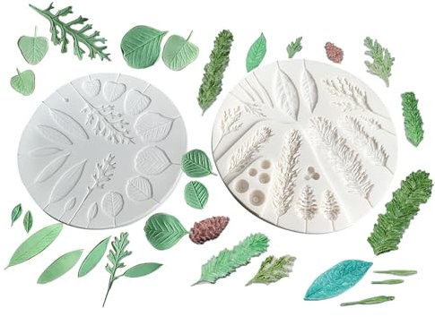 QIUMING 2 pcs fondant formen silikon blätter Silikonform Blätter 3D Blätter Fondant Kuchen Form Zartes-Silikonform Blätter Fondant für Dekorieren DIY Kuchen Süßigkeiten Schokolade (Weiß)