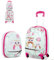 SOARS Kinderkoffer & Rucksack, Kindertrolley mit Rollen & verstellbarem Griff, Koffer Set, Kindergepäck, Reisekoffer Kinder Jungen & Mädchen, für Spielzeug, Kleidung (Eule A, 12+16)