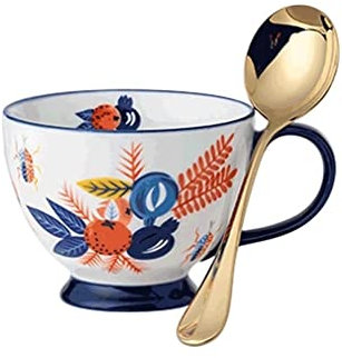 Tazza Tazze Colazione Tazze Da The Tazza Da Caffè Vintage Floreale, Tazza Da Colazione In Ceramica Grande Da 450 Ml, Tazza for Microonde, Set Di Cucchiai for Tazze Da Caffè Tazze Da Caffè Tazze The (