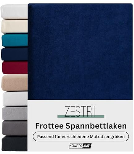 Frottee Spannbettlaken für Boxspringbett & Wasserbett | Navy | 180x200-200x220cm | Extra Dickes Material 160g/m² | Oeko-TEX Made in Green, Hautsympathisch, Atmungsaktiv