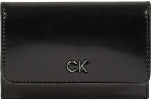 Calvin Klein Portefeuille Femme Daily Trifold Zip Shiny Brillant, Noir (CK Black), Taille Unique