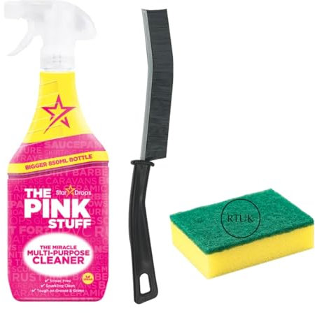 RTUK Pink Stuff Multipurpose Miracle Cleaning Spray (850ml) Trigger Grease Stains thick Cleansing Bathroom Foam Gel Cleaner Spray Grime Shine - Includes 1 Cleaning Sponge (1)