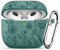 Ouwegaga Gravierte Hülle für Apple Airpods 3 Hülle, Silikon für Airpods 3 Case Stoßfeste Schutzhülle Kompatibel mit Airpods 3. Generation Hülle 2021, mit Karabinerhaken[Front-LED sichtbar],Kieferngrün
