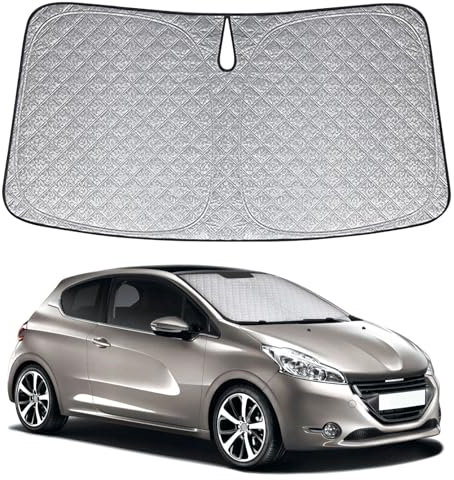 Parasol de Ventana Delantera de Coche Compatible con Peugeot 208 2019-2024, Parasol para Parabrisas de Coche en el Interior Plegable, Protección UV Reflectante contra el Polvo