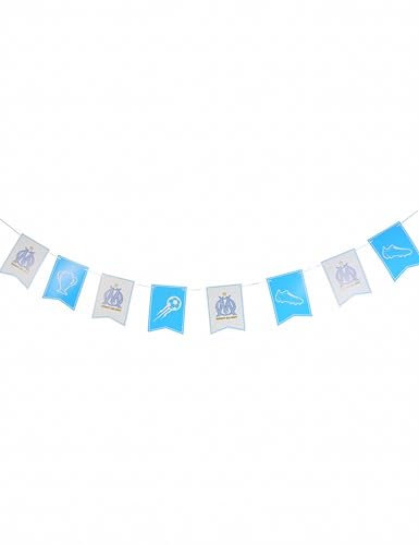 Guirlande drapeaux OM - Collection officielle Olympique de Marseille - Taille 2,7 mètres