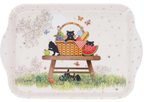 KIUB - Bandeja pequeña de melamina Bug Art gatitos Pic nic 21x14 cm