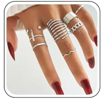 Inateannal Set di Anelli a Nocca e Dito - Anelli Argento Midi e Snodo Aperti e Incrociati - Twist e Impilabili