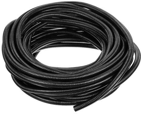 sourcing map 3/8 Inch x 50 Ft Split Wire Loom Tubing, Guard Convoluted Flex, Protective Split Cable Conduit, Flexible Wire Protector Tubing, Electrical Cord Cover,Black