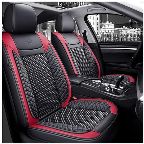 LSDRALOBPOI Full Set Auto Sitzbezüge für KIA Venga Hatchback(2010-),Autositzbezug aus Leder, roter Modestil, wasserdicht, alterungsbeständig, UV-beständig