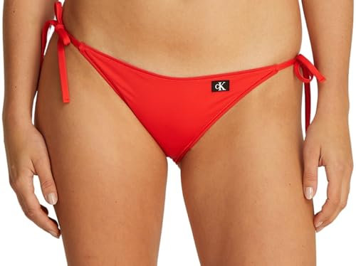 Calvin Klein Donna Slip Bikini Allacciatura Laterale String Side Tie con Etichetta con Logo, Rosso (Flaming Chili), M